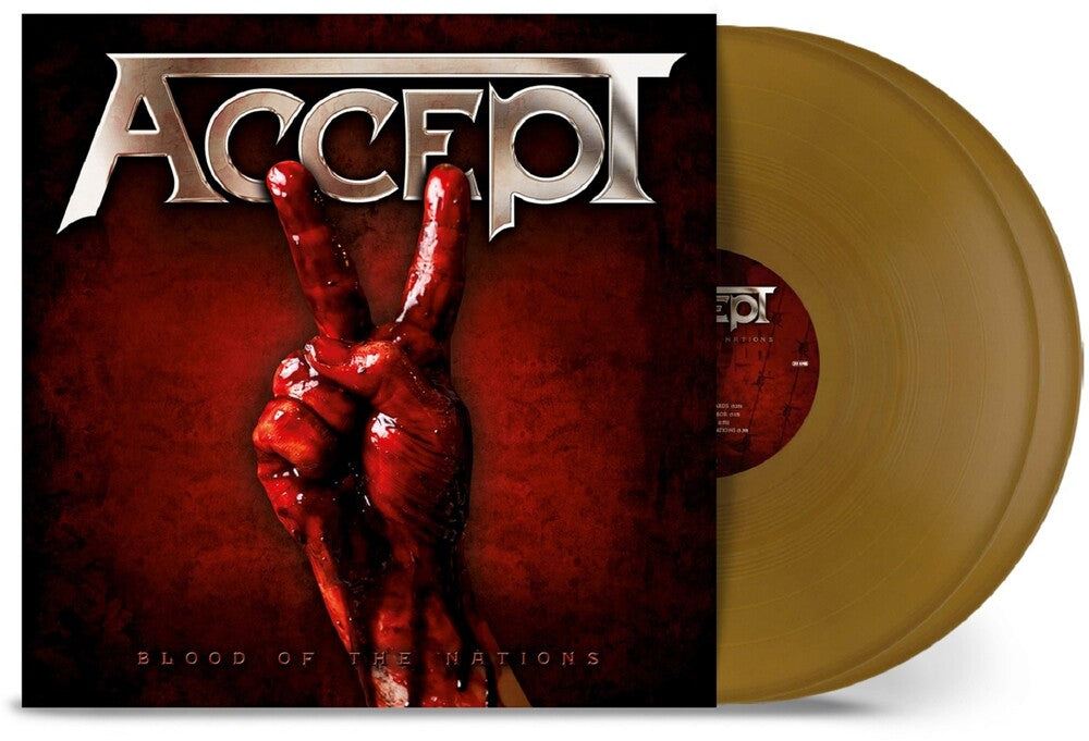 the album cover for Accept - Blood Of The Nations [Indie Exclusive] Gold [Colored Vinyl] (Gol) [Indie Exclusive]