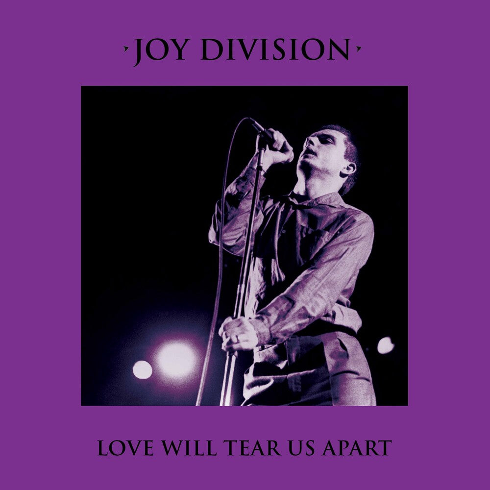 the album cover for Joy Division - Love Will Tear Us Apart - Purple/Black Splatter