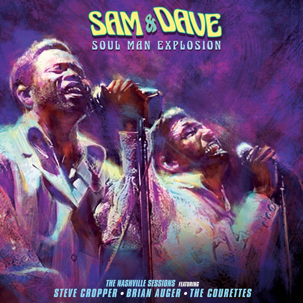 the album cover for Sam & Dave - Soul Man Explosion - Purple Haze Splatter [Colored Vinyl]