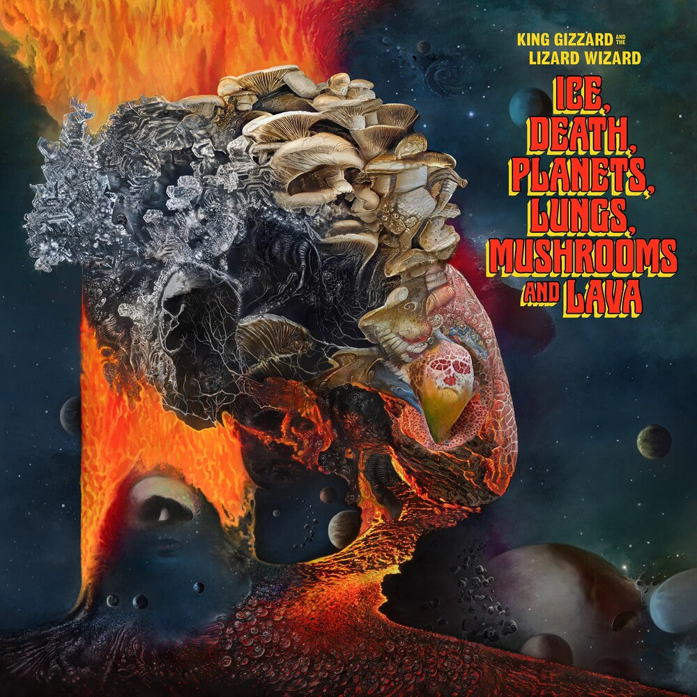 the album cover for King Gizzard & The Lizard Wizard - Ice, Death, Planets, Lungs, Mushrooms And Lava [Indie Exclusive Limited Edition Lucky Rainbow LP]