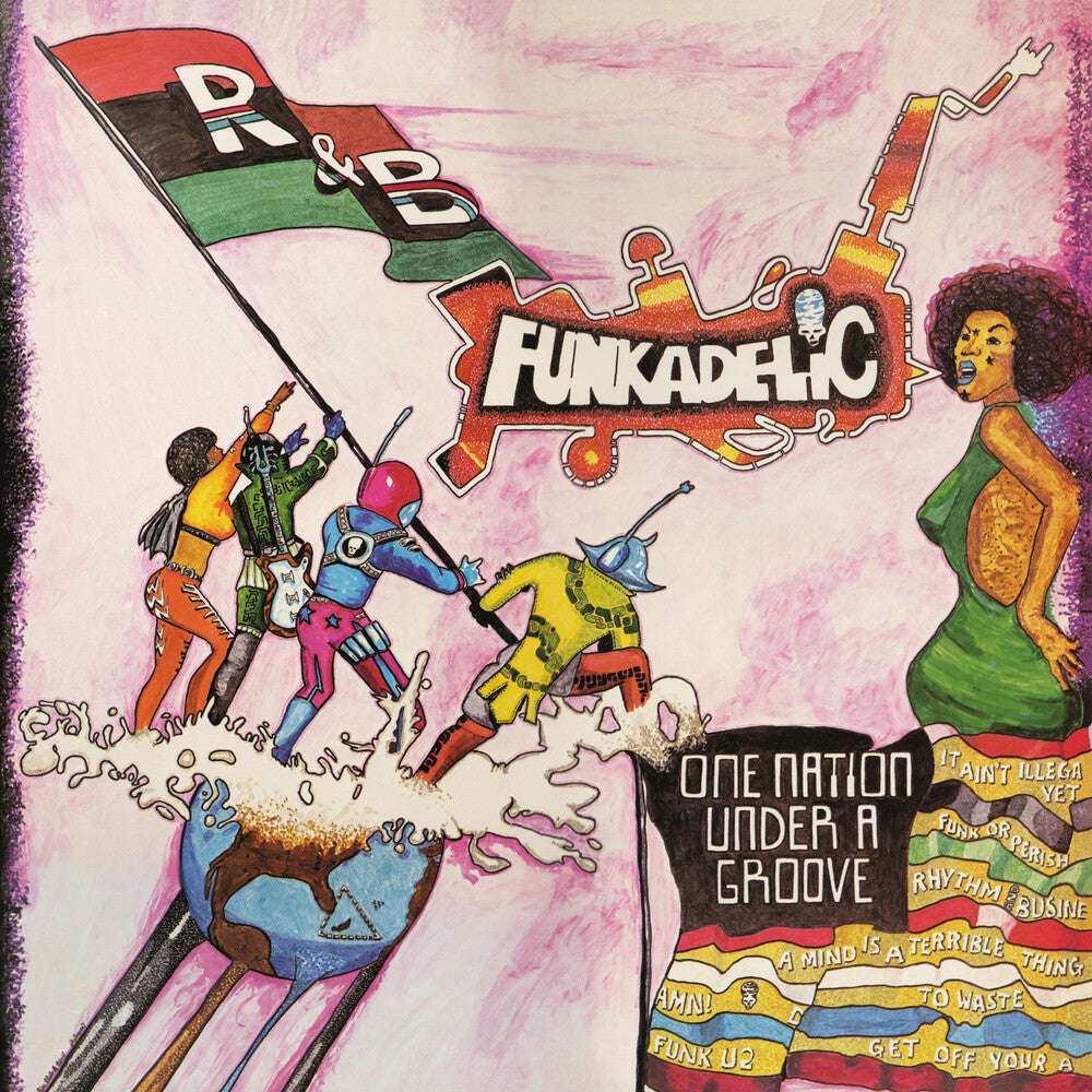 the album cover for Funkadelic - One Nation Under A Groove - Red & Green Colored Vinyl with Bonus 12-Inch