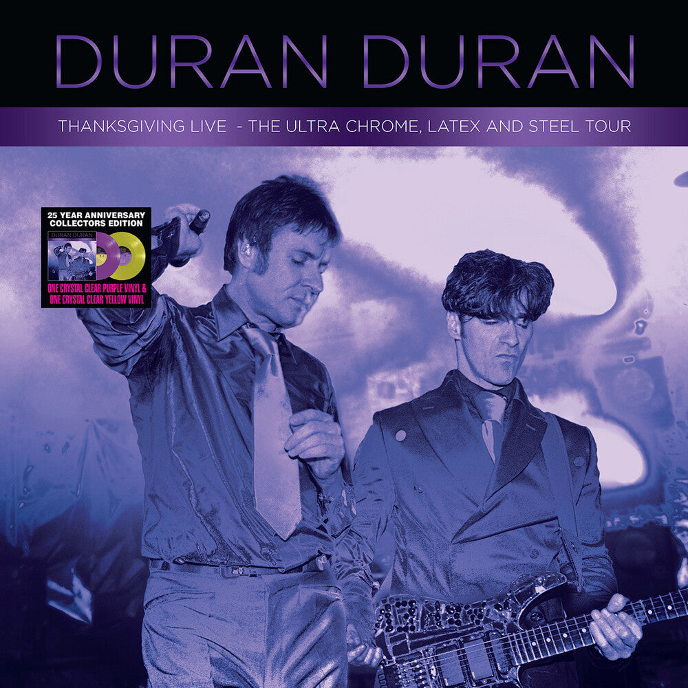 the album cover for Duran Duran - Thanksgiving Live - 25 Year Anniversary - Purple