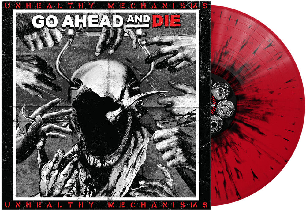 the album cover for Go Ahead & Die - Unhealthy Mechanisms - Red & Black Splatter (Blk)