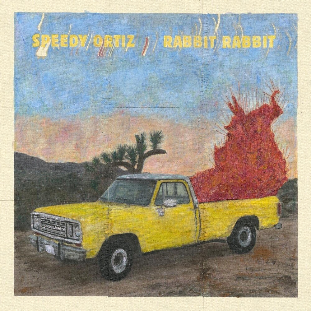 the album cover for Speedy Ortiz - Rabbit Rabbit [Opaque Hot Pink, Yellow & Light Blue LP]