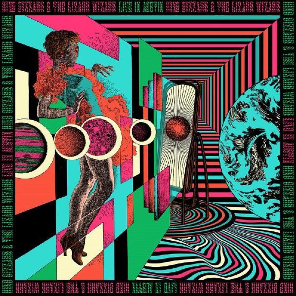 the album cover for King Gizzard & The Lizard Wizard - Live In Austin (Fuzz Club Official Bootleg) (Blue)
