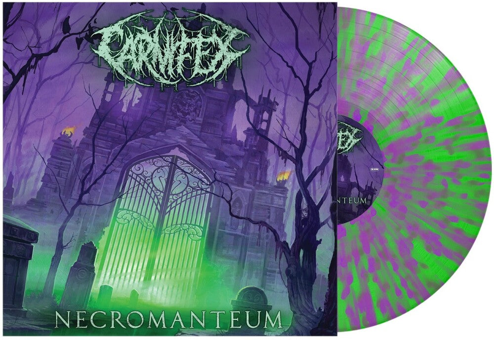 the album cover for Carnifex - Necromanteum - Neon Green W/ Purple Splatter (Grn)