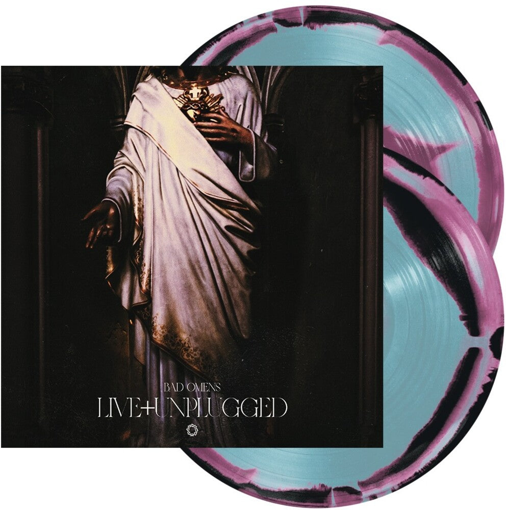 the album cover for Bad Omens - Live + Unplugged [Indie Exclusive Limited Edition Blue/Violet/Black 2 LP]