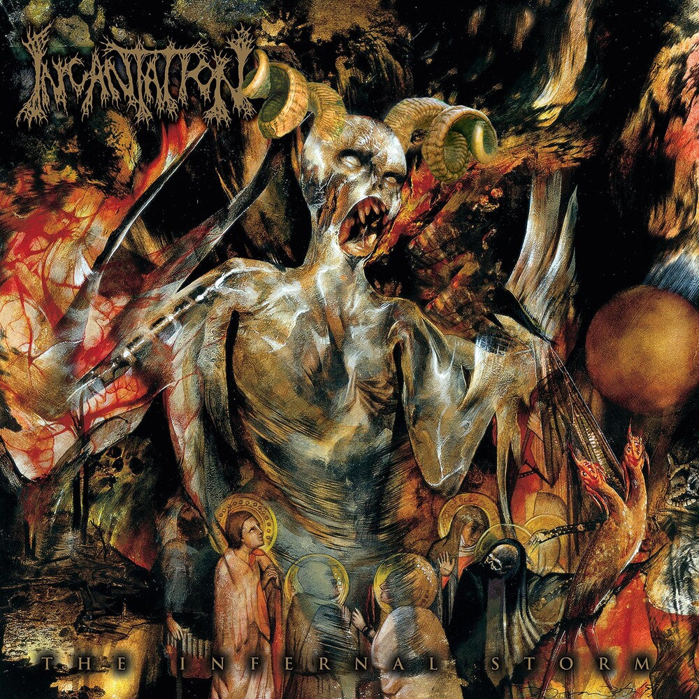 the album cover for Incantation - Infernal Storm [Clear Vinyl] (Gol) (Grn) (Red) (Wht)