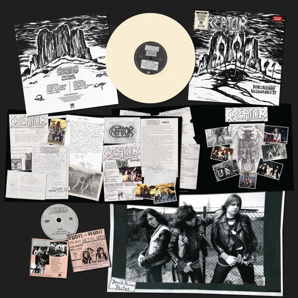 the album cover for Kreator - Bonecrushing Rehearsals 1985 - Bone [Colored Vinyl] (Wht)