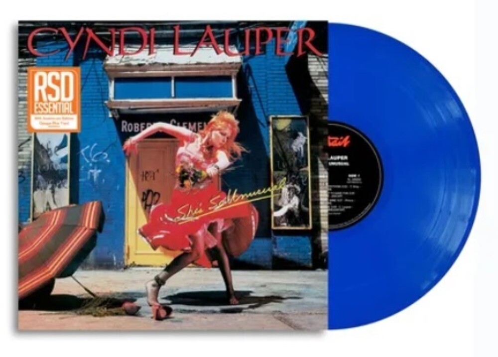 the album cover for Cyndi Lauper - She's So Unusual [RSD Essential Opaque Blue LP]