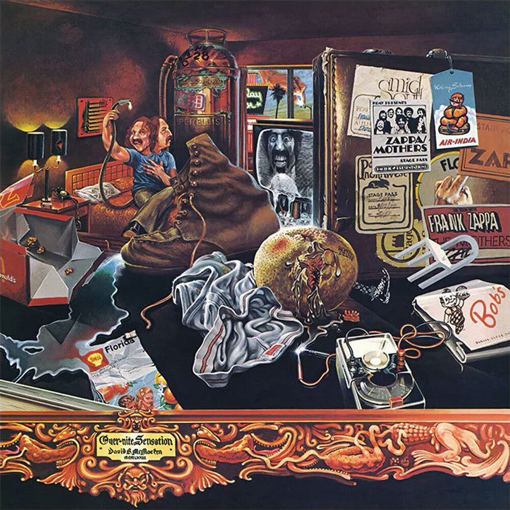 the album cover for Frank Zappa - Over-Nite Sensation [50th Anniversary] [Deluxe Clear/Splatter 3 LP] - Cancelled