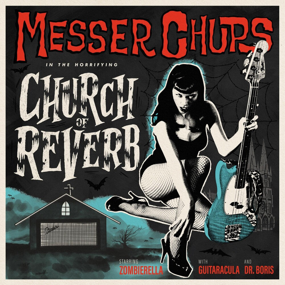the album cover for Messer Chups - Church of Reverb: 10 Year Anniversary [Limited Edition Bone LP]