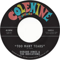 the album cover for Durand Jones & The Indications - Too Many Tears / Cruisin' to the Parque [Sea Glass Blue Vinyl Single]