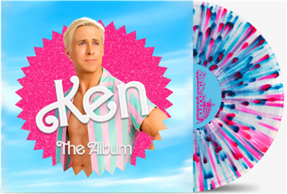 the album cover for Various Artists - Barbie The Album [RSD Essential Indie Colorway Clear w/Pink & Blue Splatter LP - Ken Cover]