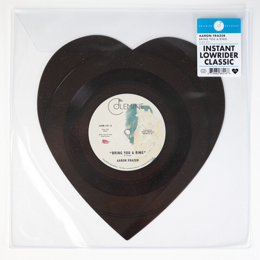the album cover for Aaron Frazer - Bring You A Ring / You Don't Wanna Be My Baby [Limited Edition Heart Shaped Vinyl Single]