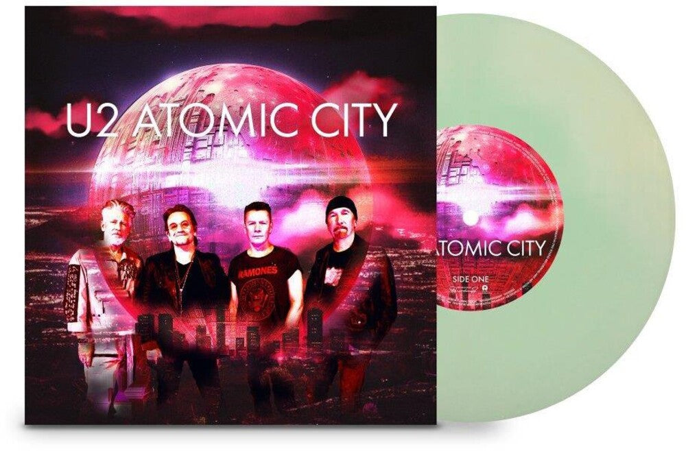 the album cover for U2 - Atomic City [Indie Exclusive Limited Edition Photoluminescent Transparent 7in Single]