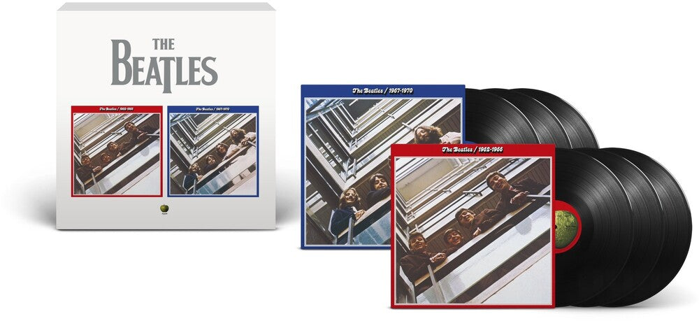 the album cover for The Beatles - 1962-1970 (The Red and Blue Albums): 2023 Edition [Half-Speed 6 LP Boxset]