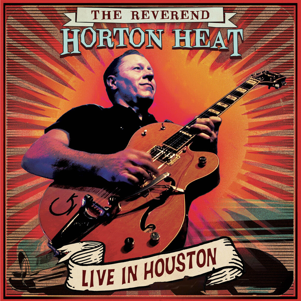 the album cover for Reverend Horton Heat - Live In Houston - Red Marble [Colored Vinyl] (Red)