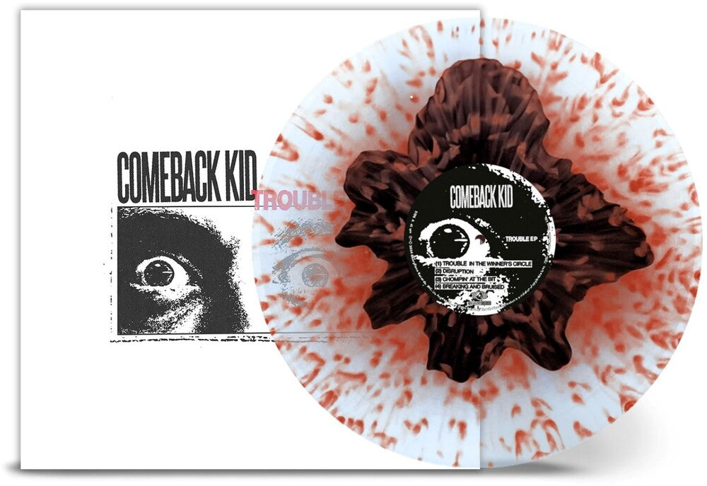 the album cover for Comeback Kid - Trouble Ep - Clear/Black Yolk W Red Splatter (Blk)