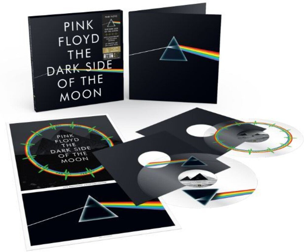 the album cover for Pink Floyd - The Dark Side Of The Moon: 50th Anniversary 2024 Remaster [2LP UV Printed Clear Vinyl Collector's Edition]