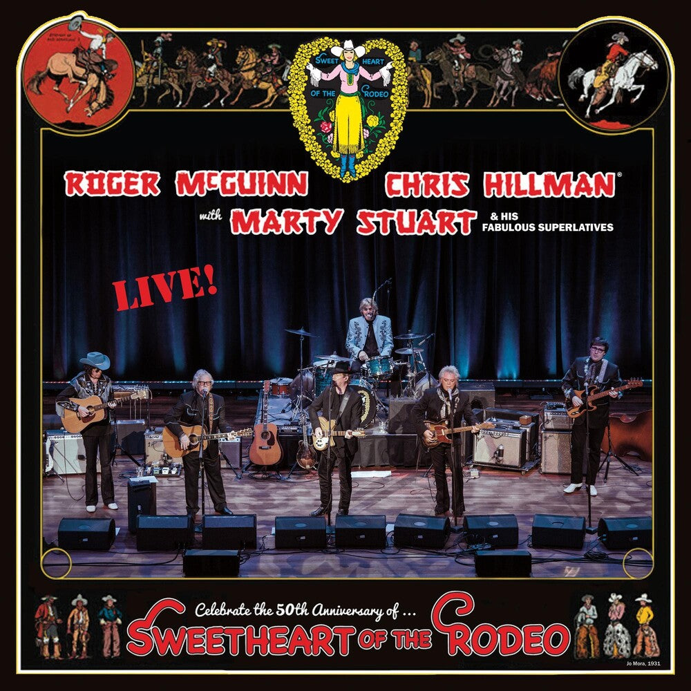 the album cover for Roger Mcguinn  / Hillman,Chris / Stuart,Marty - Sweetheart Of The Rodeo [Colored Vinyl] (Gol) [Limited Edition] [Record Store Day] 