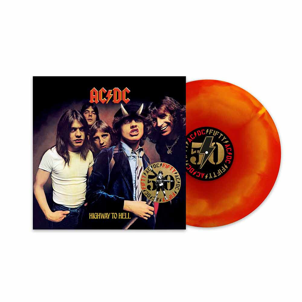the album cover for AC/DC - Highway To Hell - Hellfire Colored Vinyl Edition