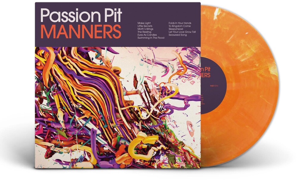 the album cover for Passion Pit - Manners (15th Anniversary) [Indie Exclusive Orange Marble LP]