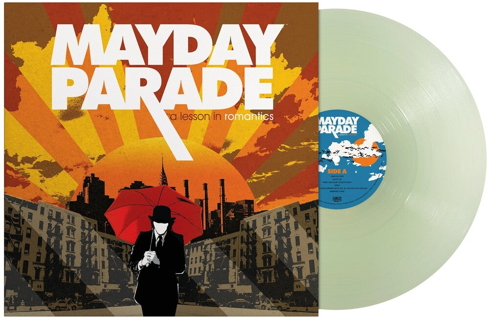 the album cover for Mayday Parade - A Lesson In Romantics [Coke Bottle Clear Vinyl]