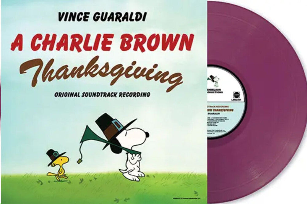 the album cover for Vince Guaraldi - A Charlie Brown Thanksgiving [RSD Essentials Indie Exclusive Purple Jelly Bean LP]