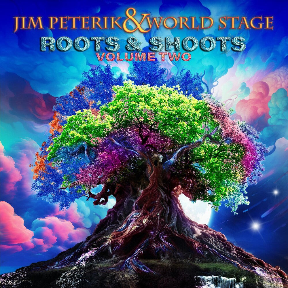 the album cover for Jim Peterik  & World Stage - Roots & Shoots 2
