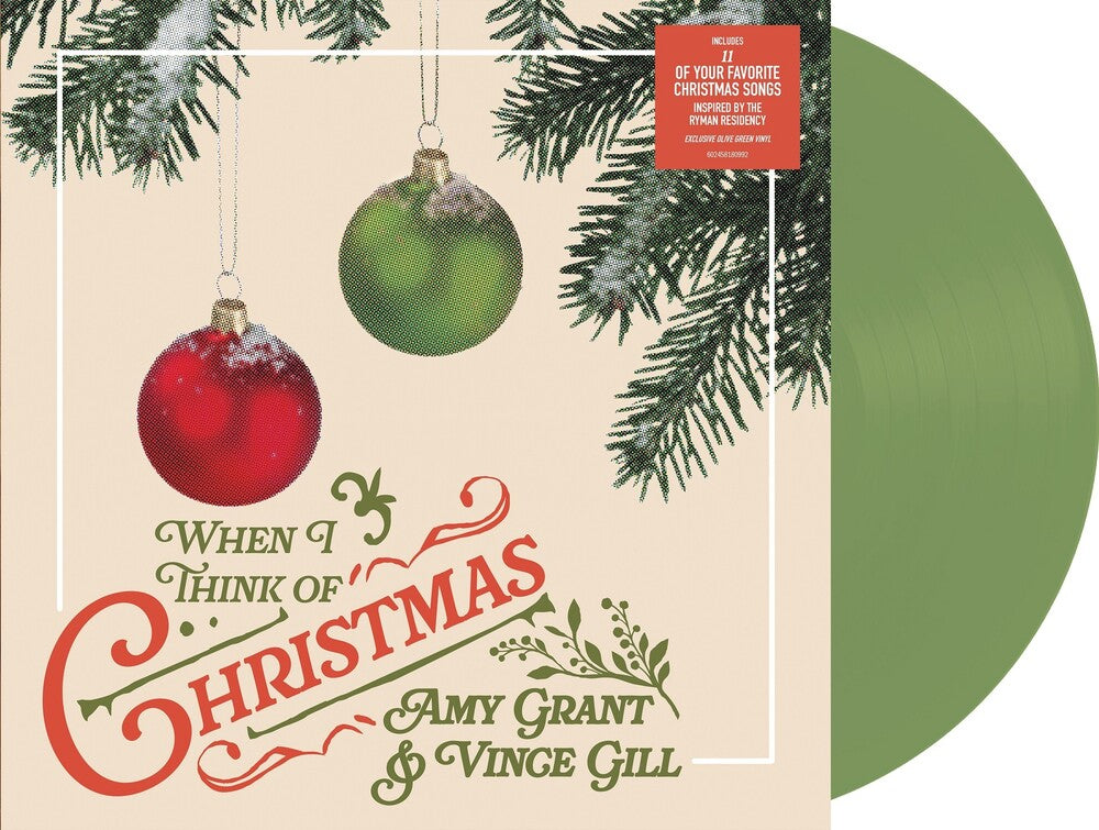 the album cover for Amy Grant & Vince Gill - When I Think Of Christmas [Olive Green LP]