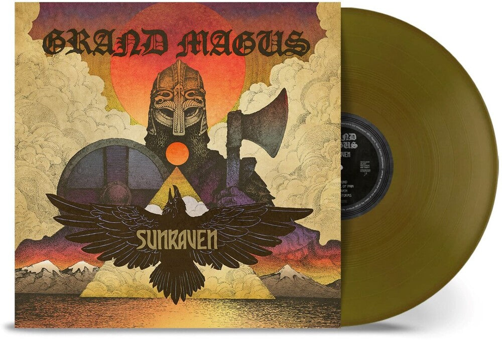 the album cover for Grand Magus - Sunraven - Solid Gold [Colored Vinyl] (Gate) (Gol)