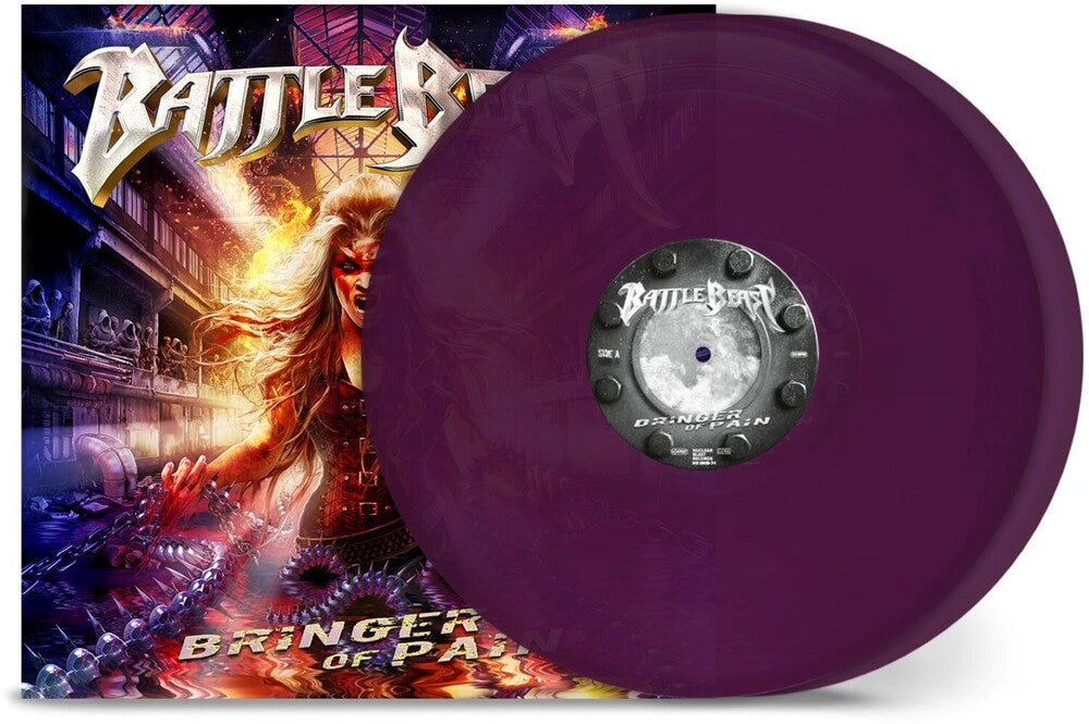 the album cover for Battle Beast - Bringer Of Pain - Violet [Colored Vinyl] [Clear Vinyl] (Gate)