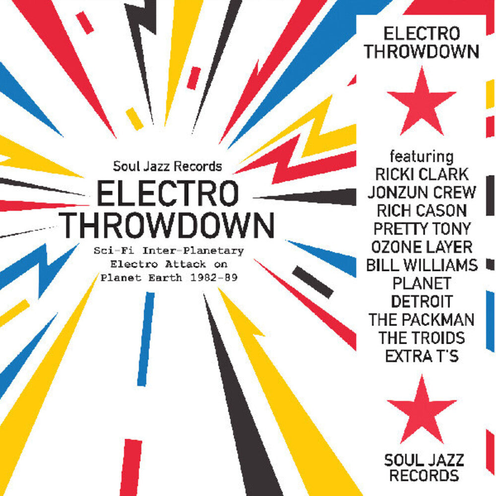 the album cover for Soul Jazz Records Presents - Electro Throwdown Sci-Fi Inter-Planetary Electro