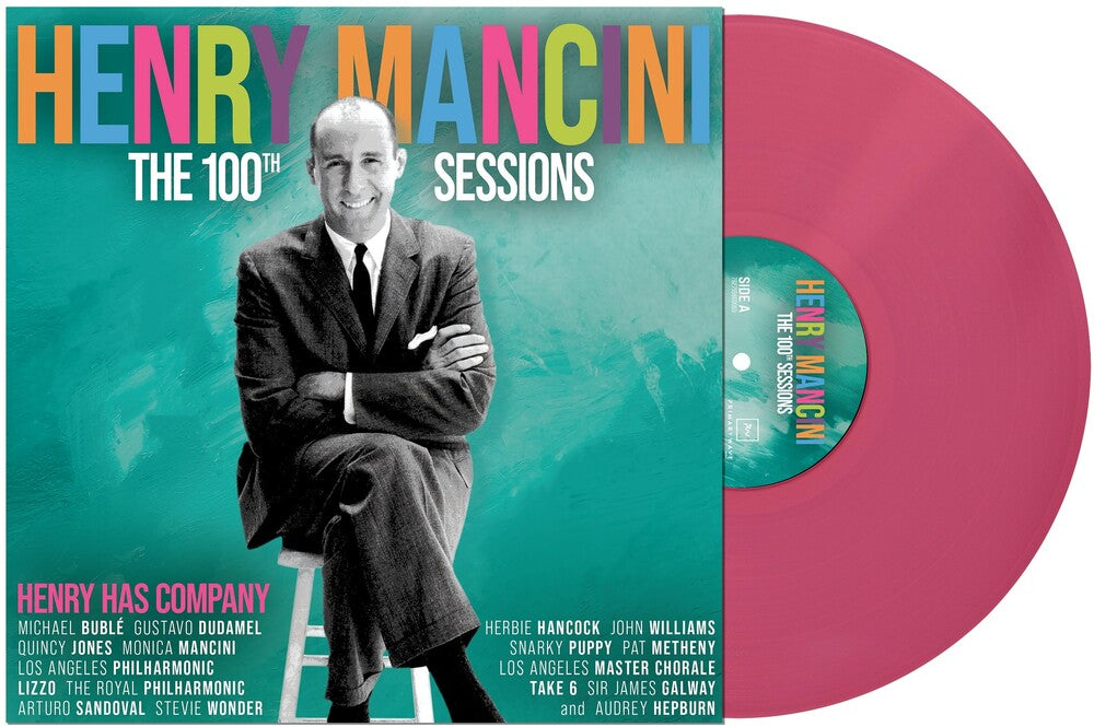 the album cover for Henry Mancini - Henry Mancini 100th Sessions: Henry Has Company [Hot Pink LP]