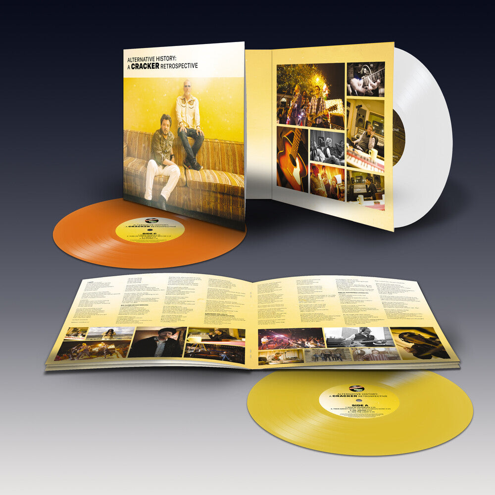 the album cover for Cracker - Alternative History: A Cracker Retrospective [LP x 3 Yellow, white, orange]