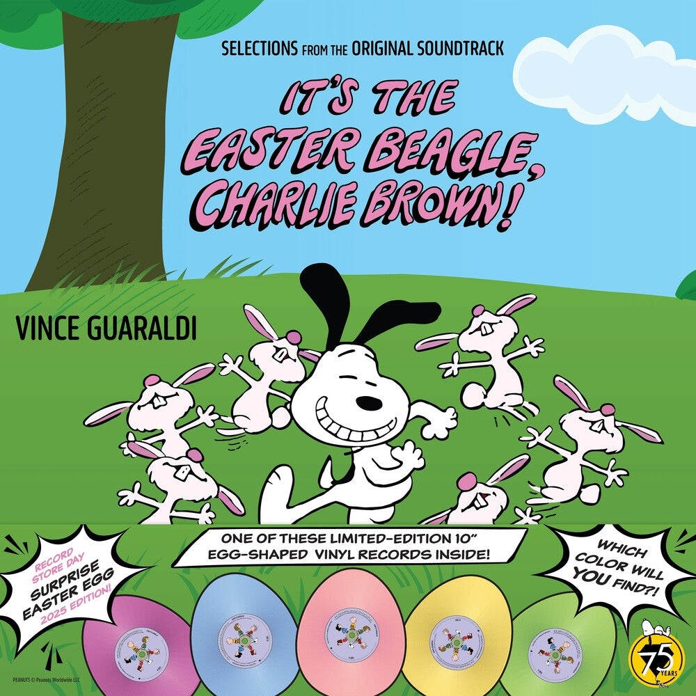 the album cover for Vince Guaraldi - Selections from "It's the Easter Beagle, Charlie Brown" (Original Soundtrack Recording - Peanuts 75th Anniversary Mystery Easter
