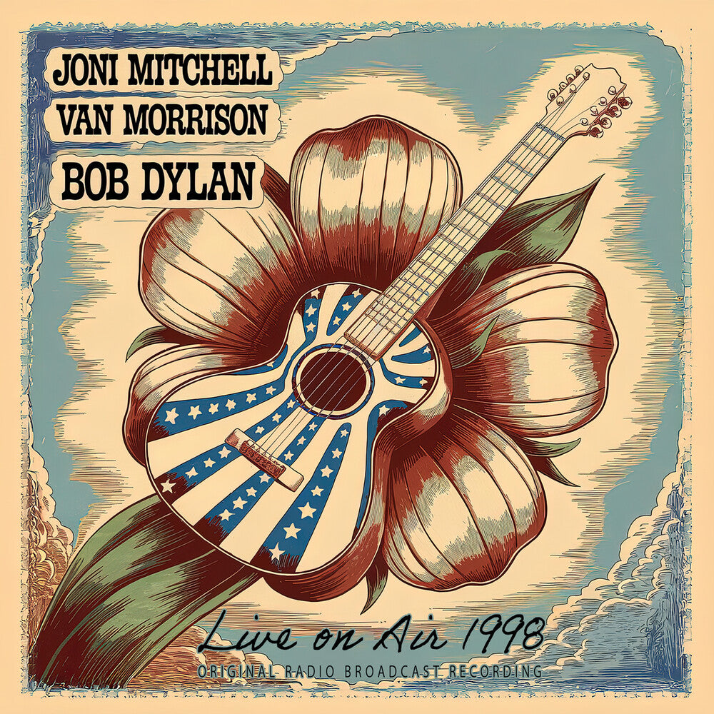 the album cover for Joni Mitchell  / Morrison,Van / Dylan,Bob - Live On Air 1998