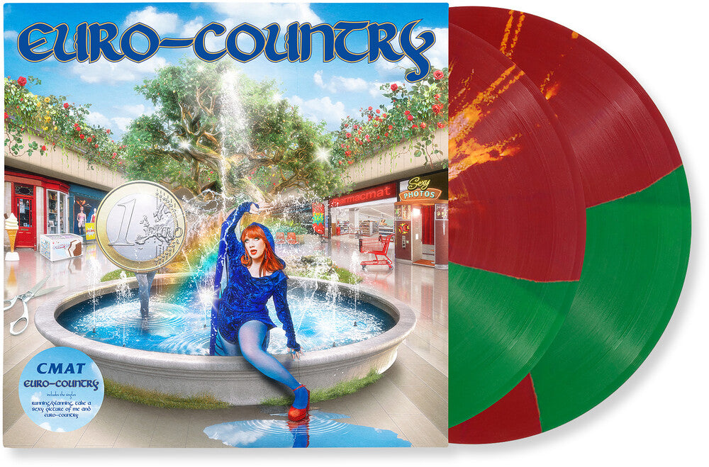 the album cover for CMAT - EURO-COUNTRY [Butterfly effect, green, red & yellow]