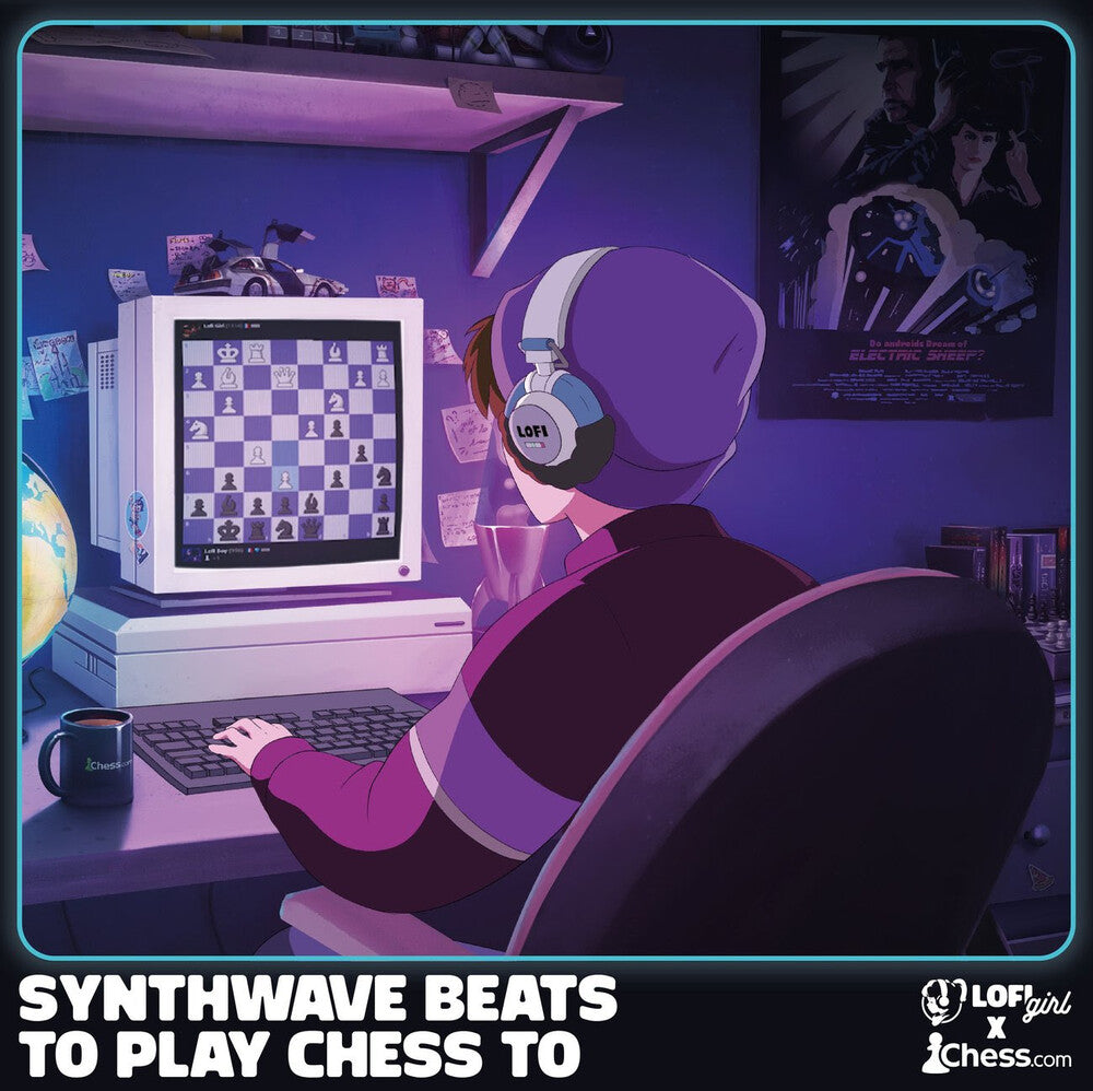 the album cover for Chess.Com Synthwave Edition / Various (Blue) - Chess.Com Synthwave Edition / Various (Blue)