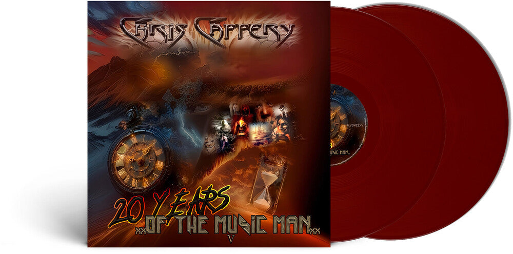 the album cover for Caffery, Chris - 20 Years Of The Music Man - Ox Blood Coiour