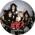 the album cover for Slayer - Thrash Attack / Radio Broadcast 1985 [Limited Edition] (Pict)