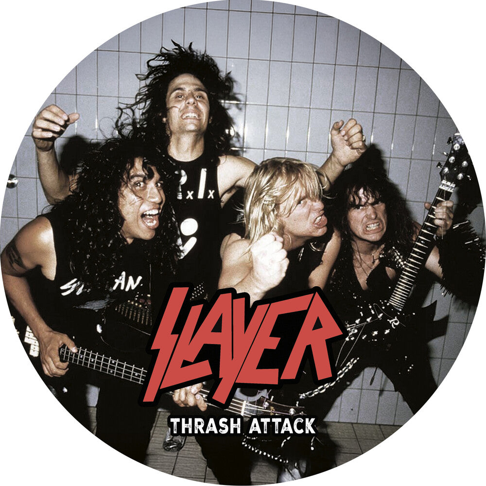 the album cover for Slayer - Thrash Attack / Radio Broadcast 1985 [Limited Edition] (Pict)