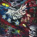 the album cover for Mugshot - All the Devils Are Here [LP  Red in Clear w/ Black & Yellow Splatter]