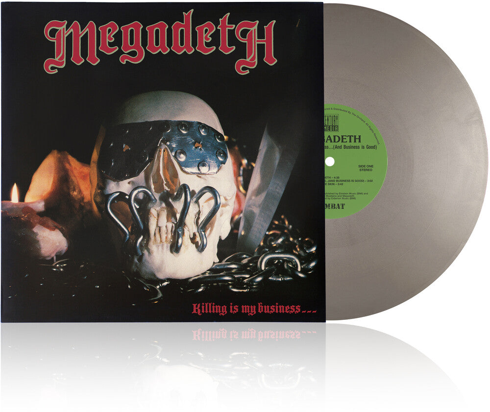 the album cover for Megadeth - Killing Is My Business And Business Is Good (40th Anniversary) [Opaque Silver Vinyl]