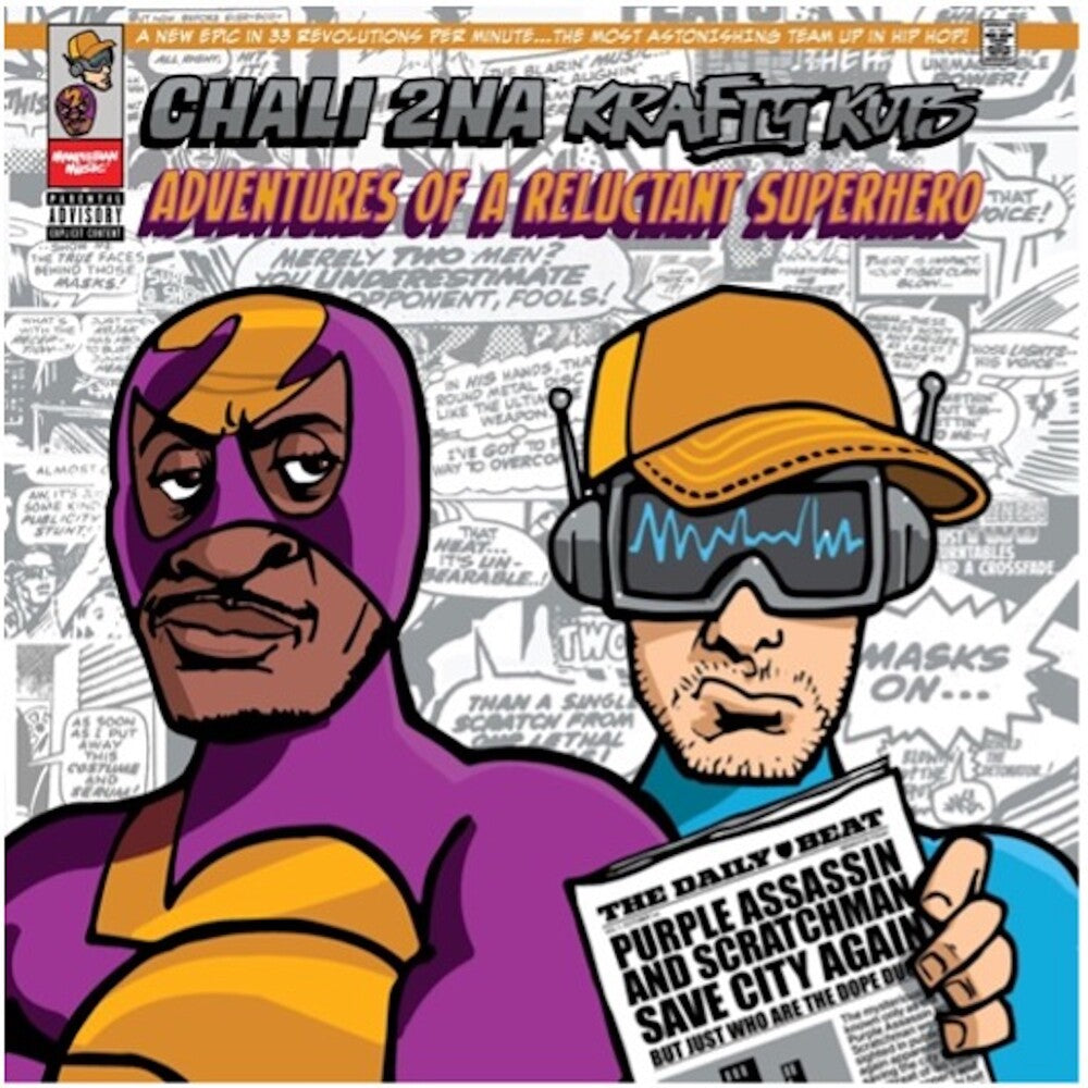 the album cover for Chali 2na / Krafty Kuts - Adventures Of A Reluctant Superhero [Indie Exclusive] [Colored Vinyl]