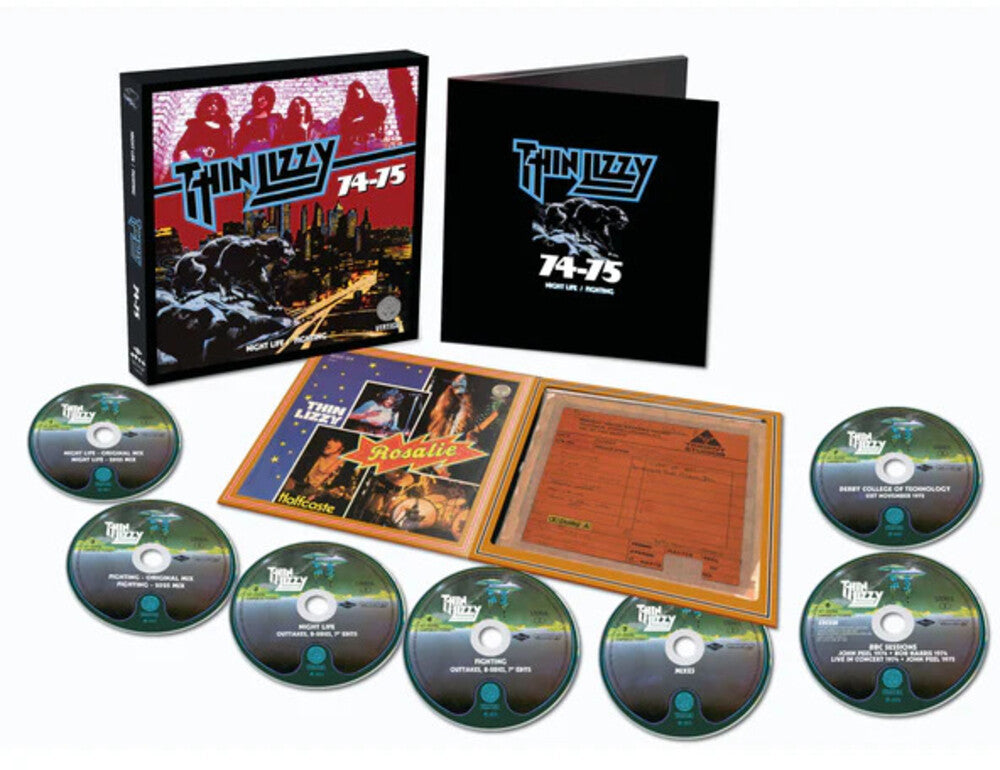the album cover for Thin Lizy - 74-75: Night Life / Fighting (Box) (Wbr) (Uk)