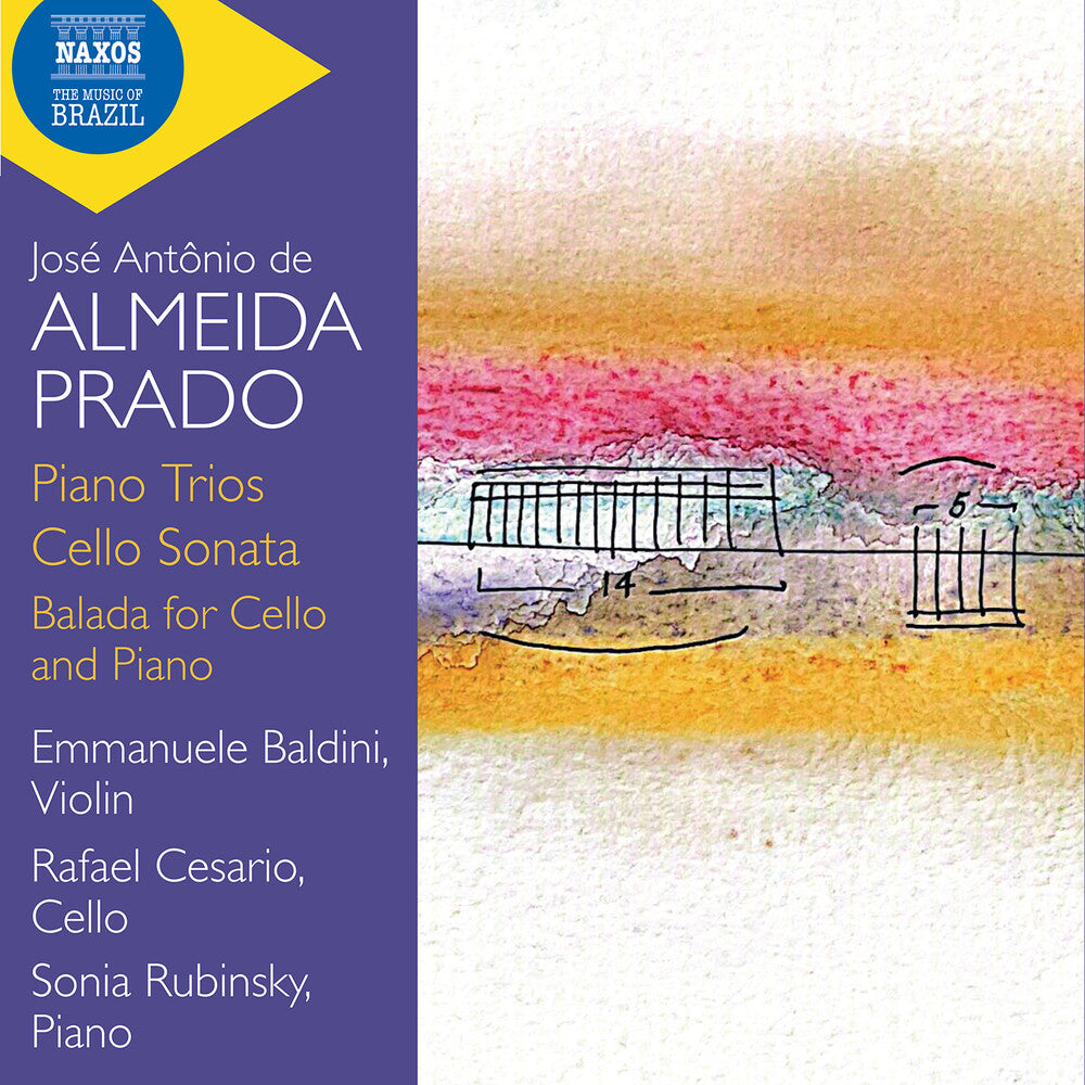 the album cover for Emmanuele Baldini - Almeida Prado: Pno Trios Vc Sonata Balada For Vc